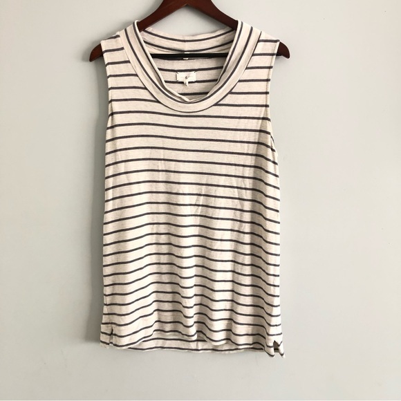 Lou & Grey Cowl Neck Striped Sleeveless Tunic Size Large - Picture 3 of 5